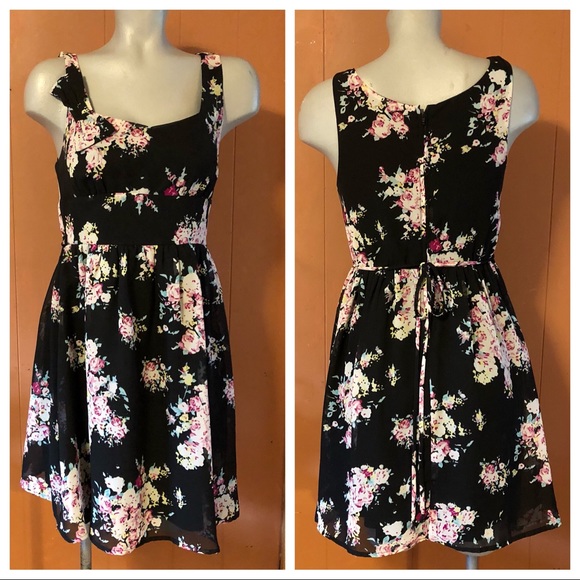 black floral dress sleeveless